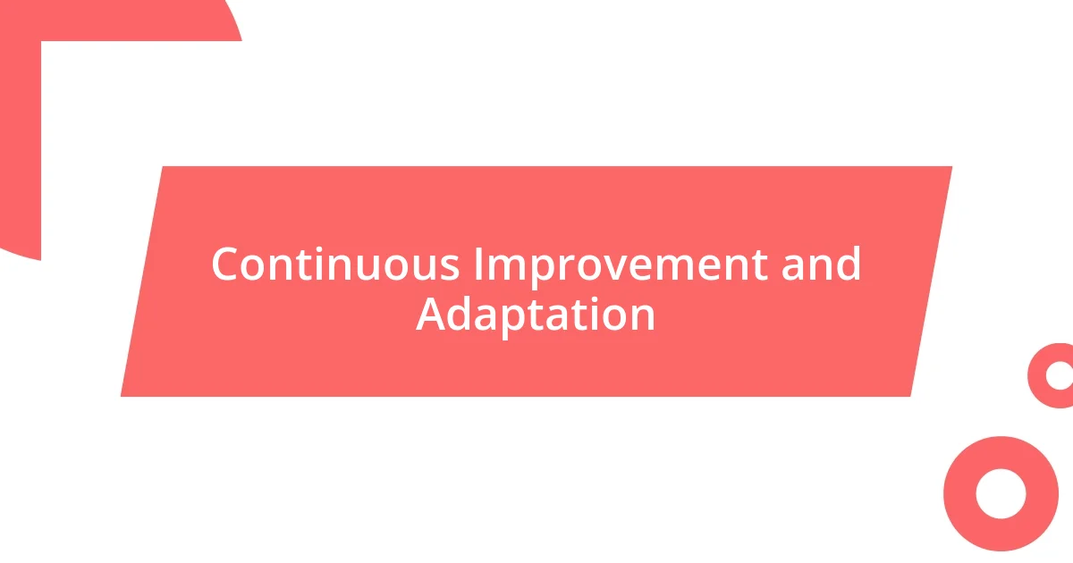 Continuous Improvement and Adaptation