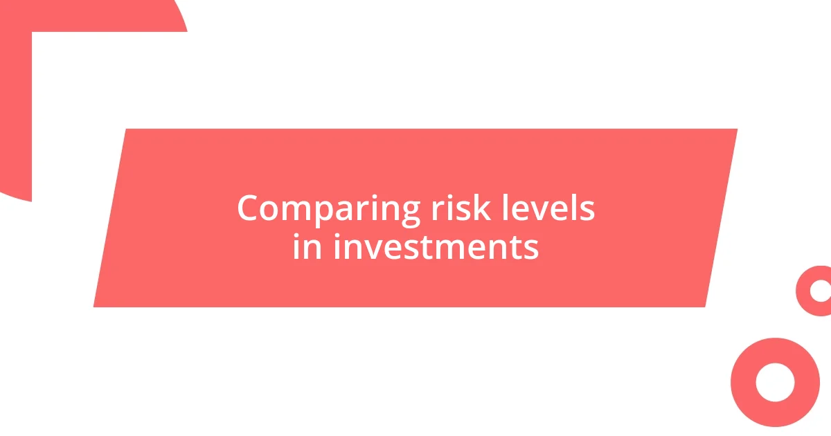 Comparing risk levels in investments